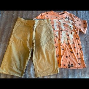 Boys set 10-11 tshirt and cargo shorts denim co